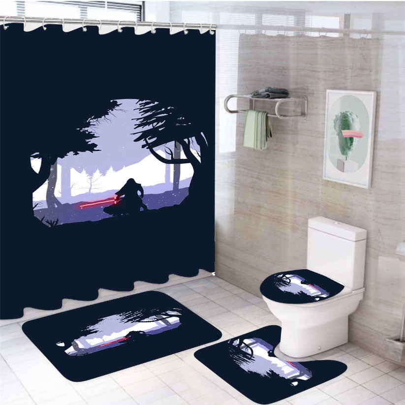 Minimalist Star Wars 4Pcs Bathroom Set Shower Curtain