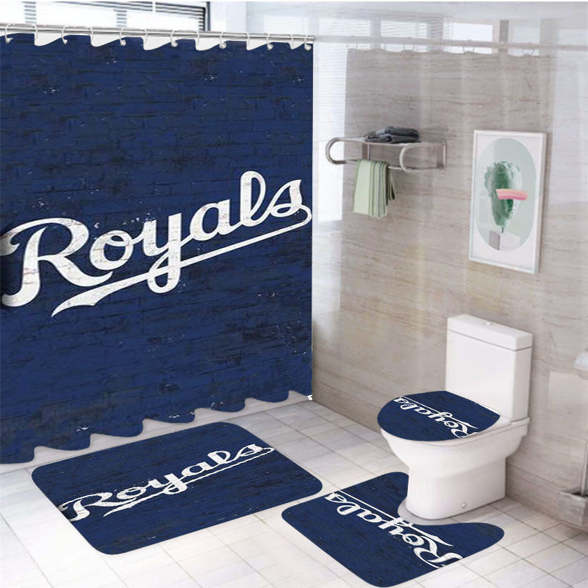 Mlb Kansas City Royals 4Pcs Bathroom Set Shower Curtain