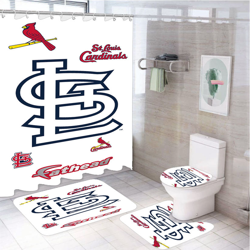 Mlb St Louis Cardinals Logo 4Pcs Bathroom Set Shower Curtain