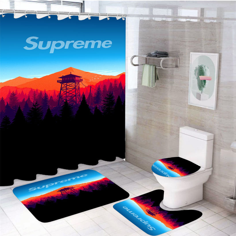 Mount Supreme 4Pcs Bathroom Set Shower Curtain