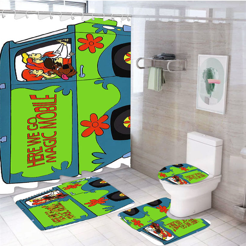 Mystery Machine Van Scooby Doo 4Pcs Bathroom Set Shower Curtain