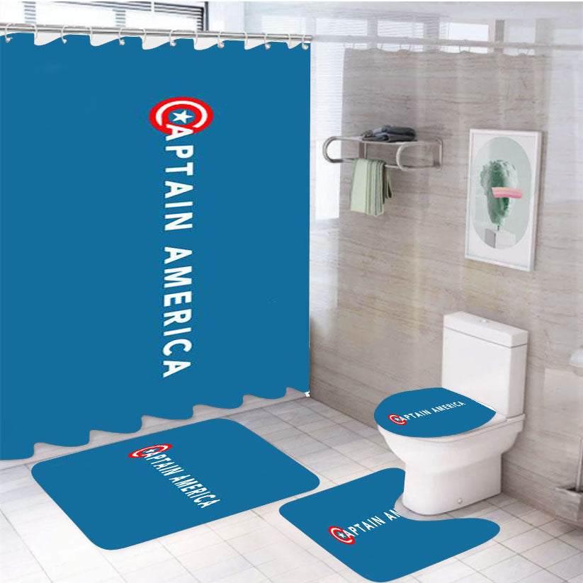 Name Captain America 4Pcs Bathroom Set Shower Curtain