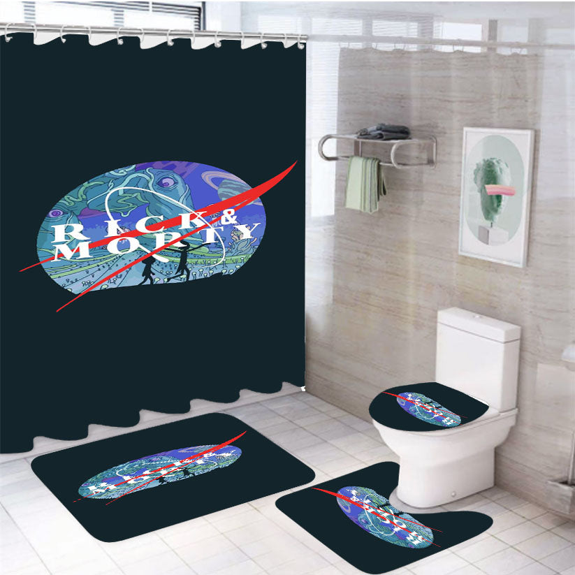 Nasa Rick And Morty Galaxy 4Pcs Bathroom Set Shower Curtain