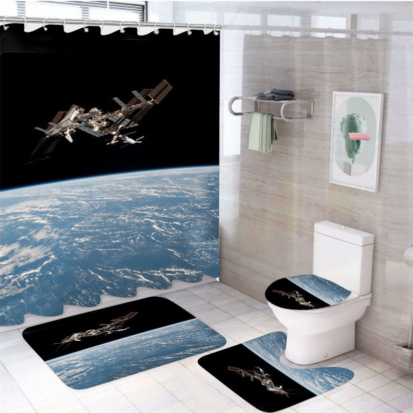 Nasa Satellite 4Pcs Bathroom Set Shower Curtain
