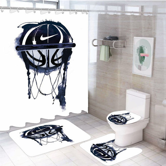 Nbl Nike Basketball 4Pcs Bathroom Set Shower Curtain