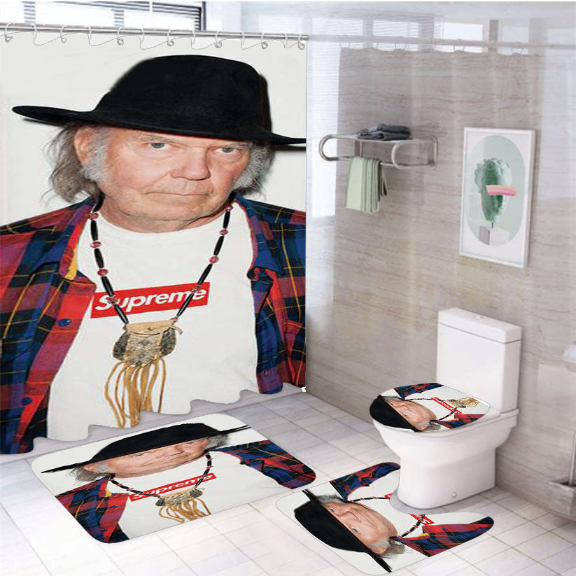 Neil Young For Supreme 4Pcs Bathroom Set Shower Curtain