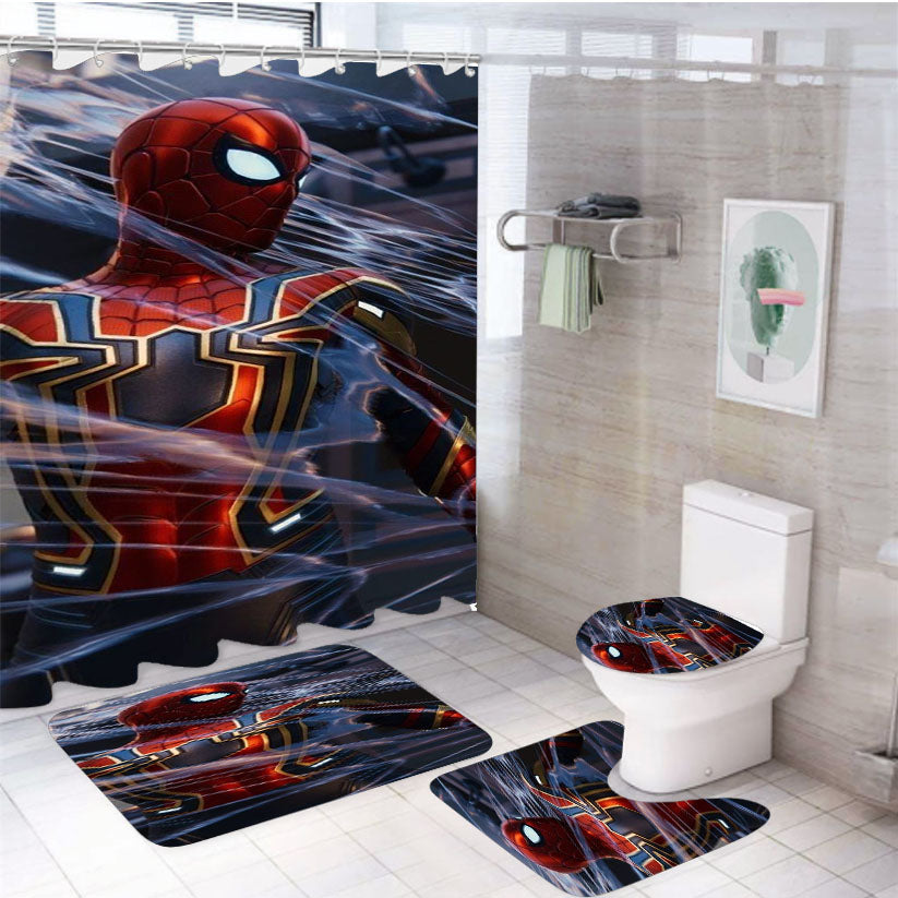 Nets Spiderman 4Pcs Bathroom Set Shower Curtain