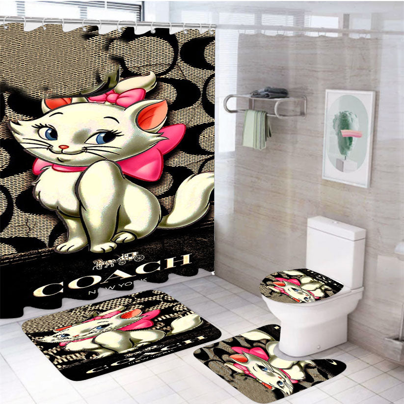New Coach Cat Marie 4Pcs Bathroom Set Shower Curtain