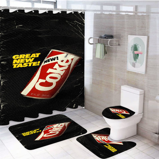 New Coke Coca Cola Taste 4Pcs Bathroom Set Shower Curtain