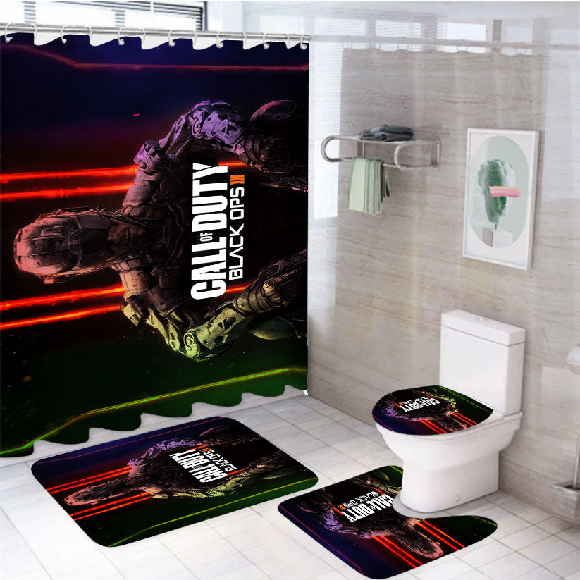 New Colorful Call Of Duty Black Ops 3 Poster 4Pcs Bathroom Set Shower Curtain