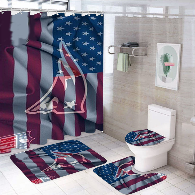 New England Patriots American Logo 4Pcs Bathroom Set Shower Curtain