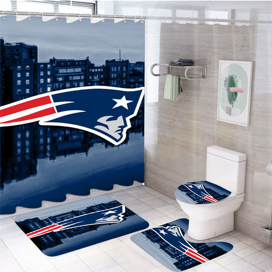 New England Patriots Emblem 4Pcs Bathroom Set Shower Curtain