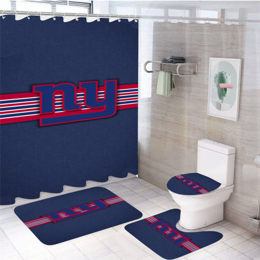 New York Giants Logo 4Pcs Bathroom Set Shower Curtain
