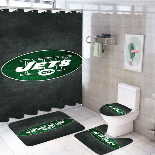 New York Jets 4Pcs Bathroom Set Shower Curtain