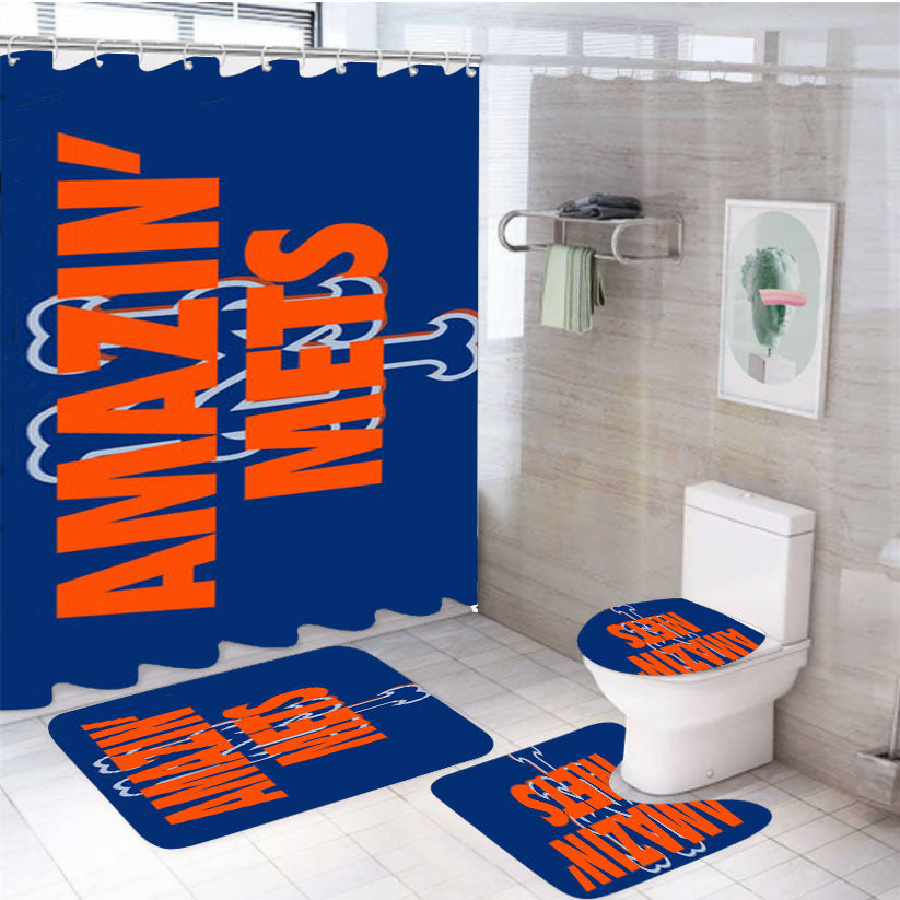 New York Mets Amazing Mets 4Pcs Bathroom Set Shower Curtain