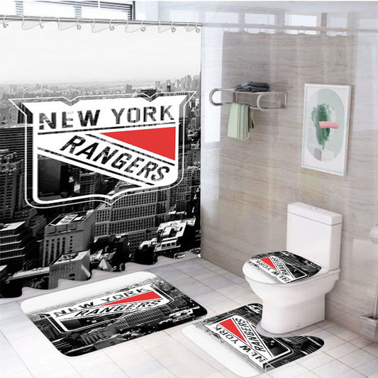 New York Rangers City Logo 4Pcs Bathroom Set Shower Curtain