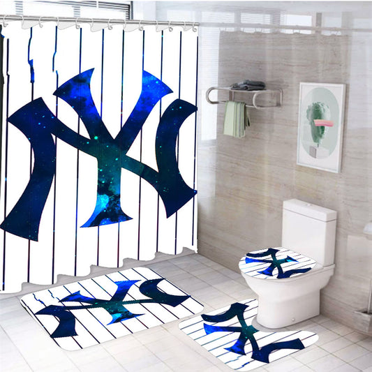New York Yankee 4Pcs Bathroom Set Shower Curtain