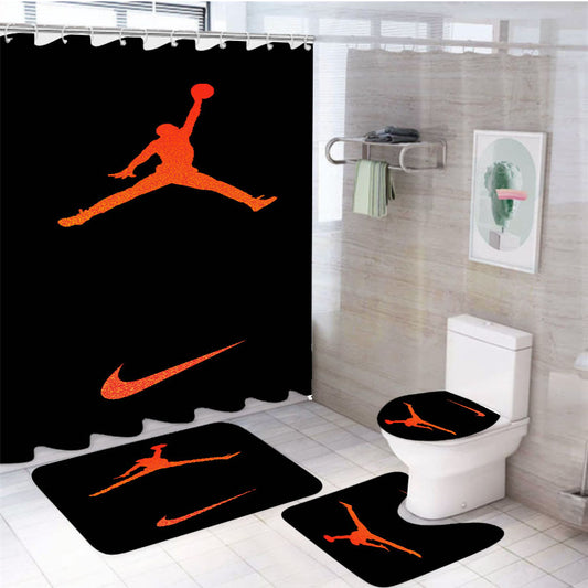 Nike Air Jordan Jump Man Air 4Pcs Bathroom Set Shower Curtain