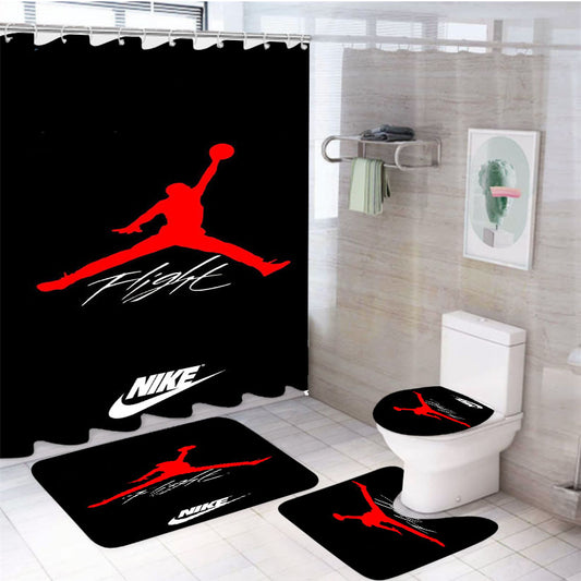 Nike Air Jordan Logo 4Pcs Bathroom Set Shower Curtain