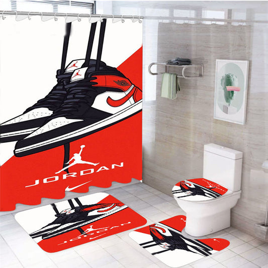 Nike Air Jordan Sneakers 4Pcs Bathroom Set Shower Curtain