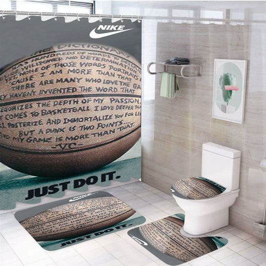Nike Basketball Just Do It And Passion 4Pcs Bathroom Set Shower Curtain