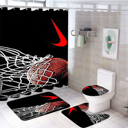 Nike Basketball Never Stop 4Pcs Bathroom Set Shower Curtain