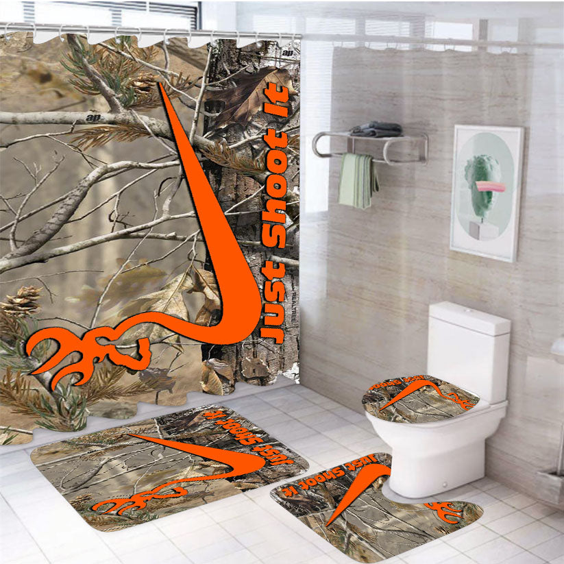 Nike Browning Just Shoot It 4Pcs Bathroom Set Shower Curtain