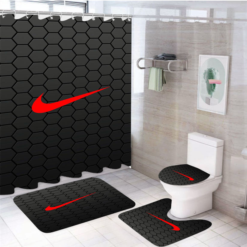 Nike Carbon 4Pcs Bathroom Set Shower Curtain