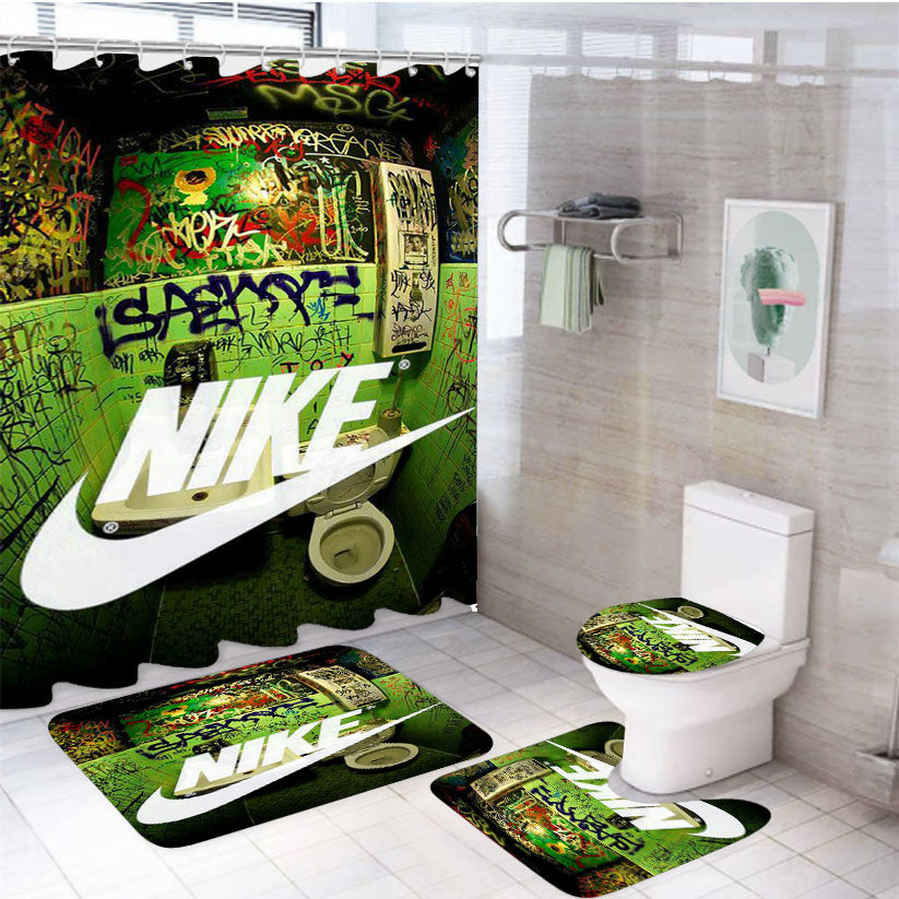 Nike Closed Art Mural 4Pcs Bathroom Set Shower Curtain