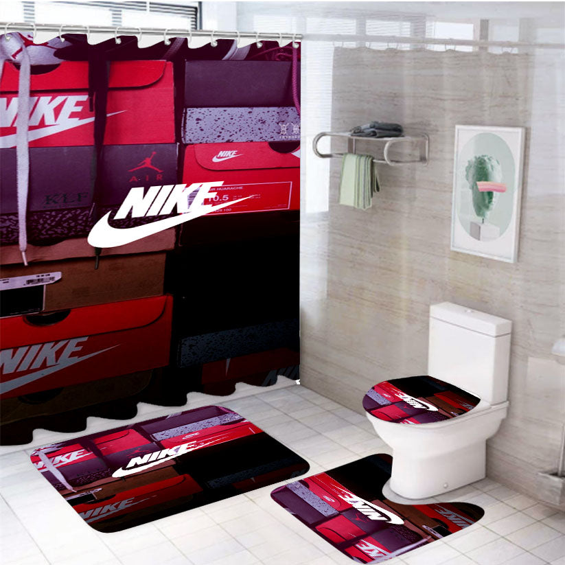 Nike Colorfull 4Pcs Bathroom Set Shower Curtain