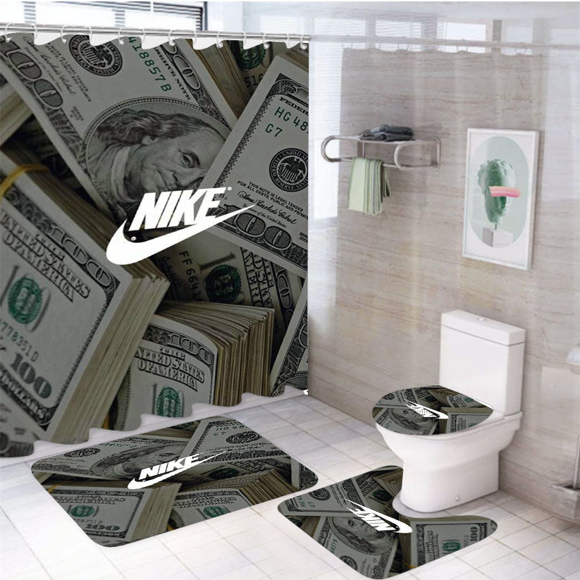 Nike Dollars Background 4Pcs Bathroom Set Shower Curtain