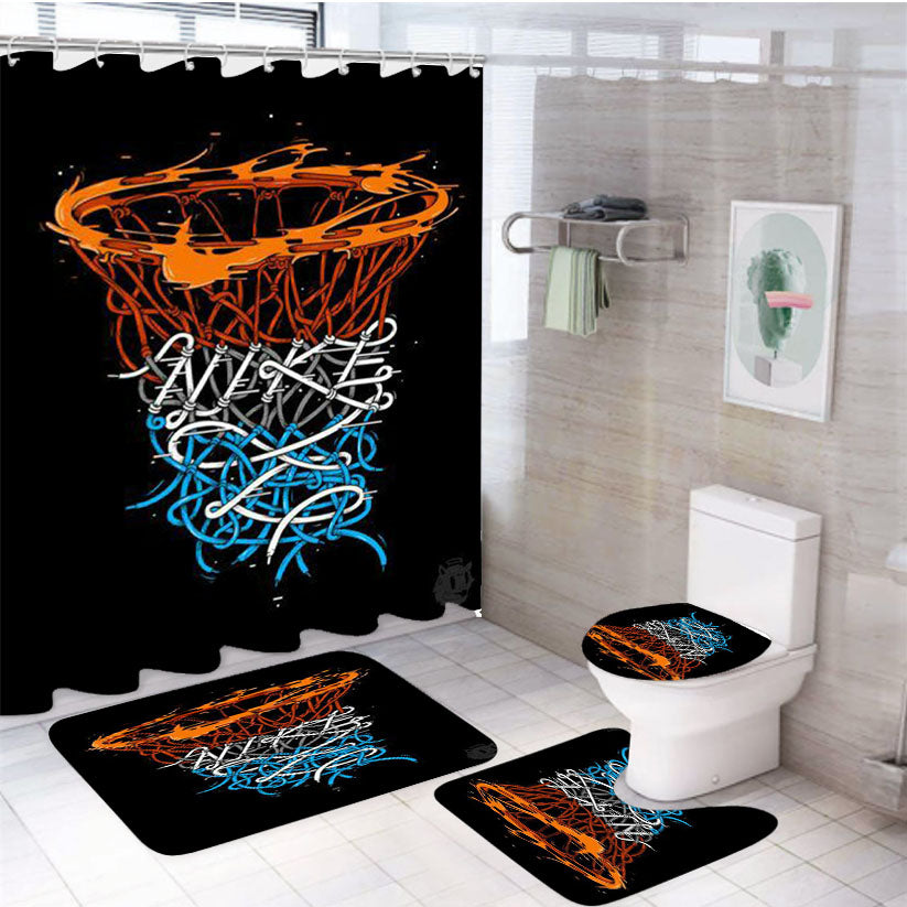 Nike Doodle Art Wight 4Pcs Bathroom Set Shower Curtain