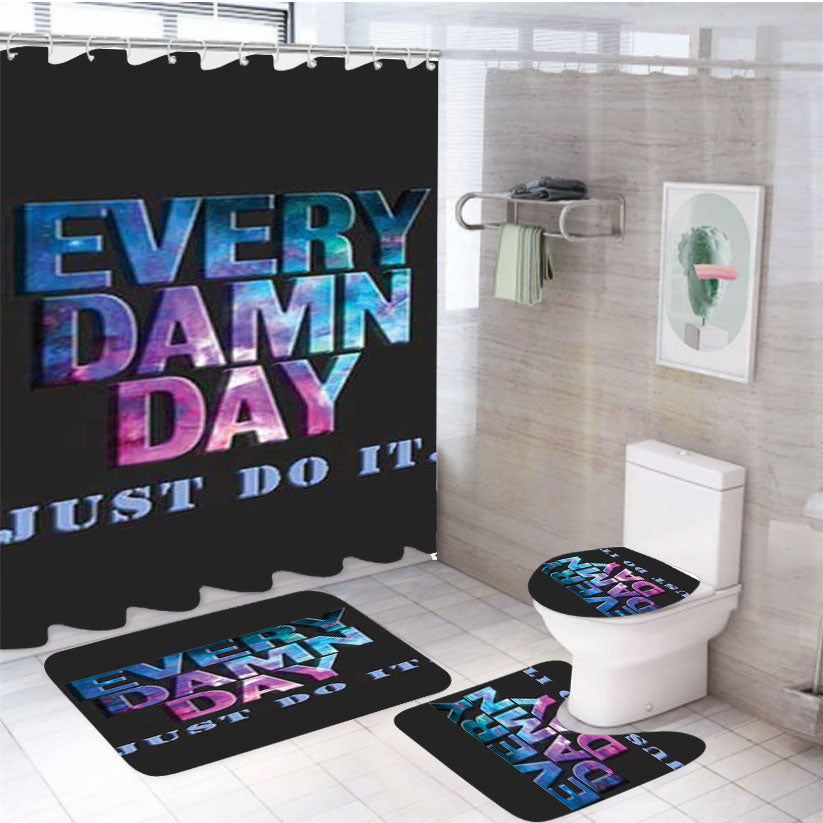 Nike Every Damn Day Rainbow 4Pcs Bathroom Set Shower Curtain