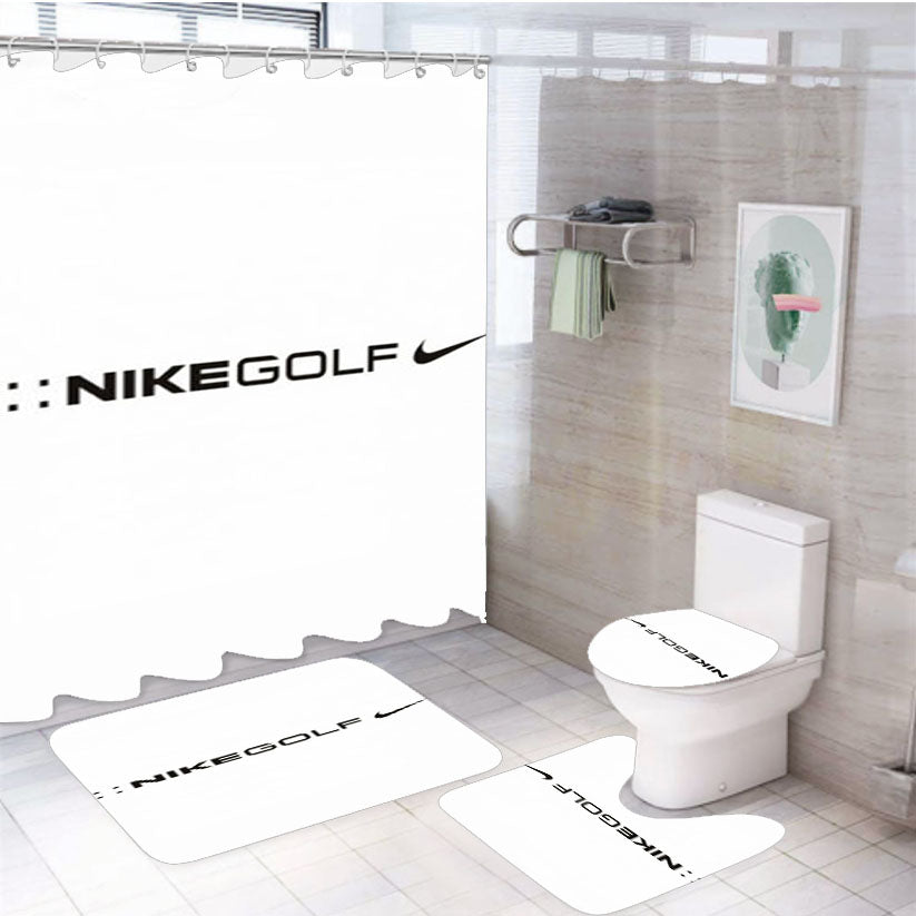 Nike Golf White 4Pcs Bathroom Set Shower Curtain