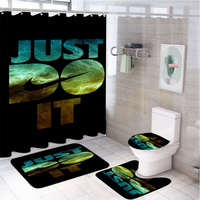 Nike Just Do It Galaxy Nebula 4Pcs Bathroom Set Shower Curtain