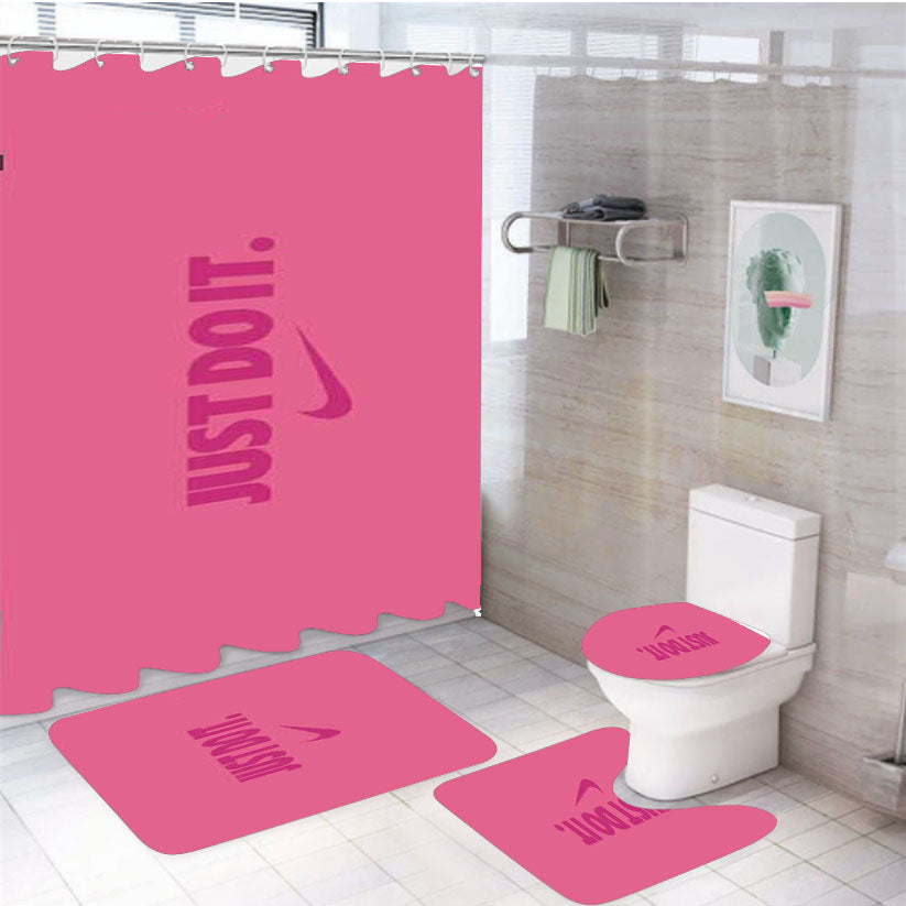Nike Just Do It Pinks 4Pcs Bathroom Set Shower Curtain