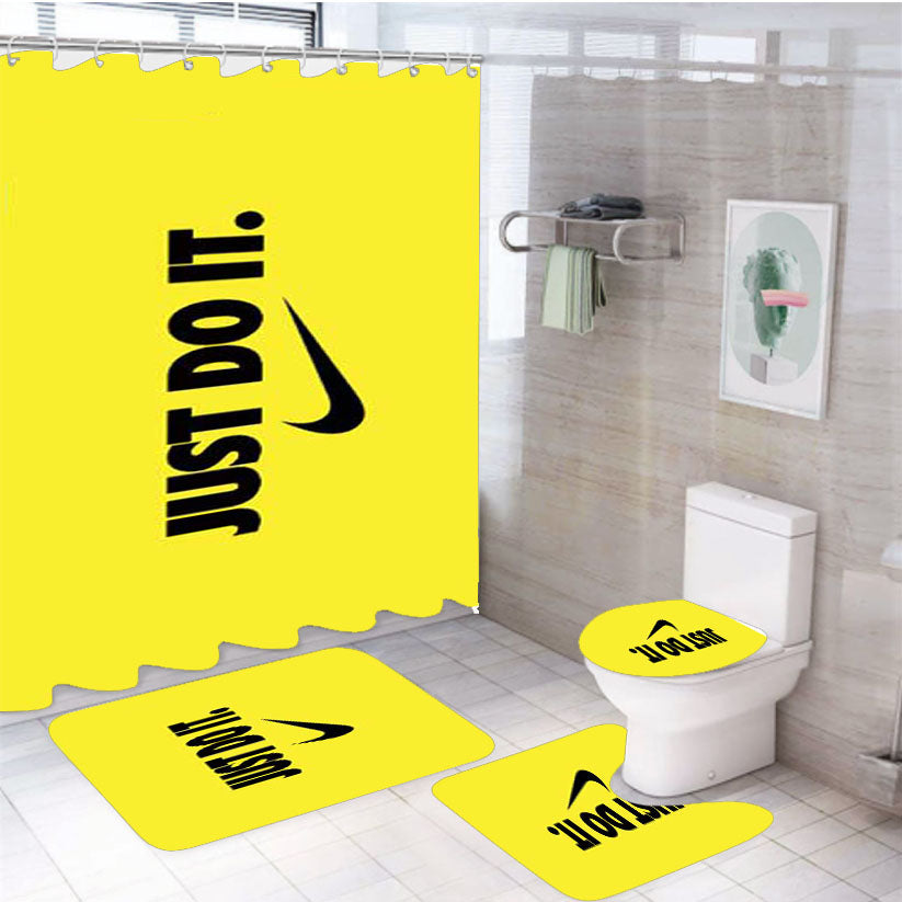 Nike Just Do It Yellow 4Pcs Bathroom Set Shower Curtain