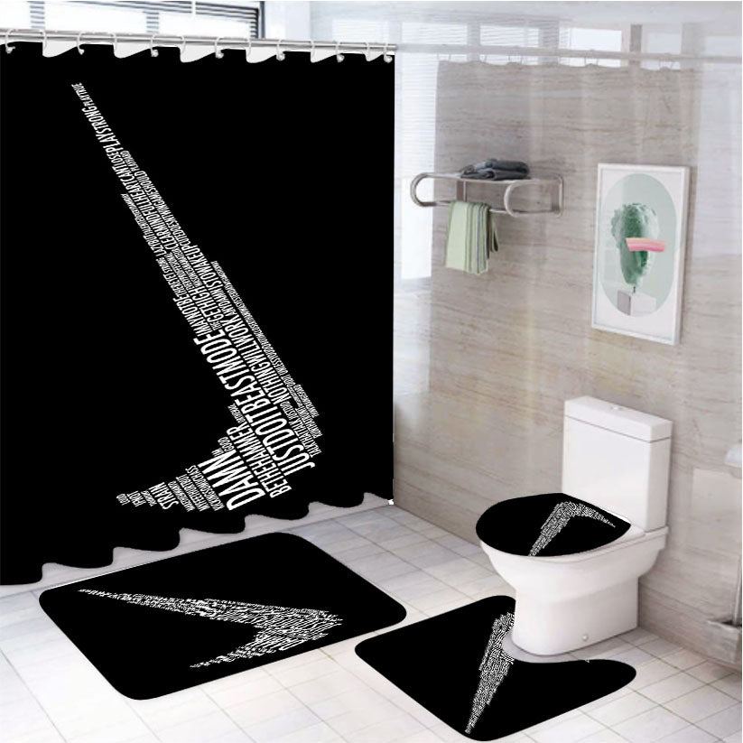 Nike Logo 4Pcs Bathroom Set Shower Curtain