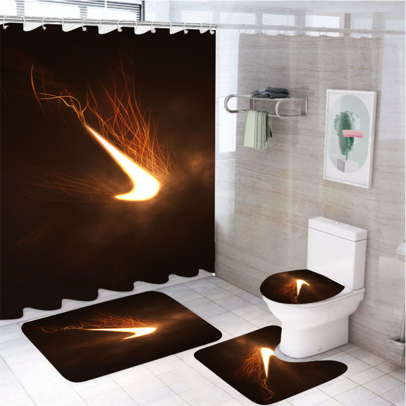 Nike Logo Fire Mode 4Pcs Bathroom Set Shower Curtain