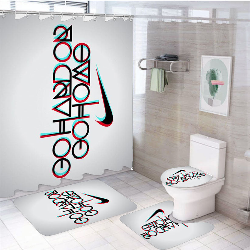 Nike Logo Go Hard Or Go Home Quote 4Pcs Bathroom Set Shower Curtain