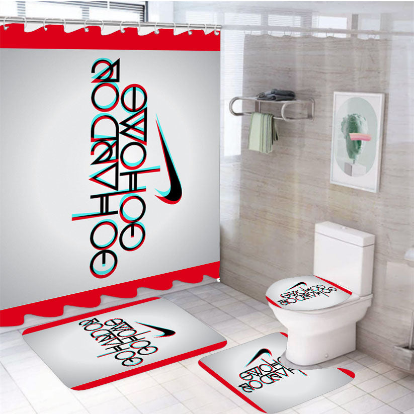 Nike Logo Quote Go Hard Or Go Home 4Pcs Bathroom Set Shower Curtain