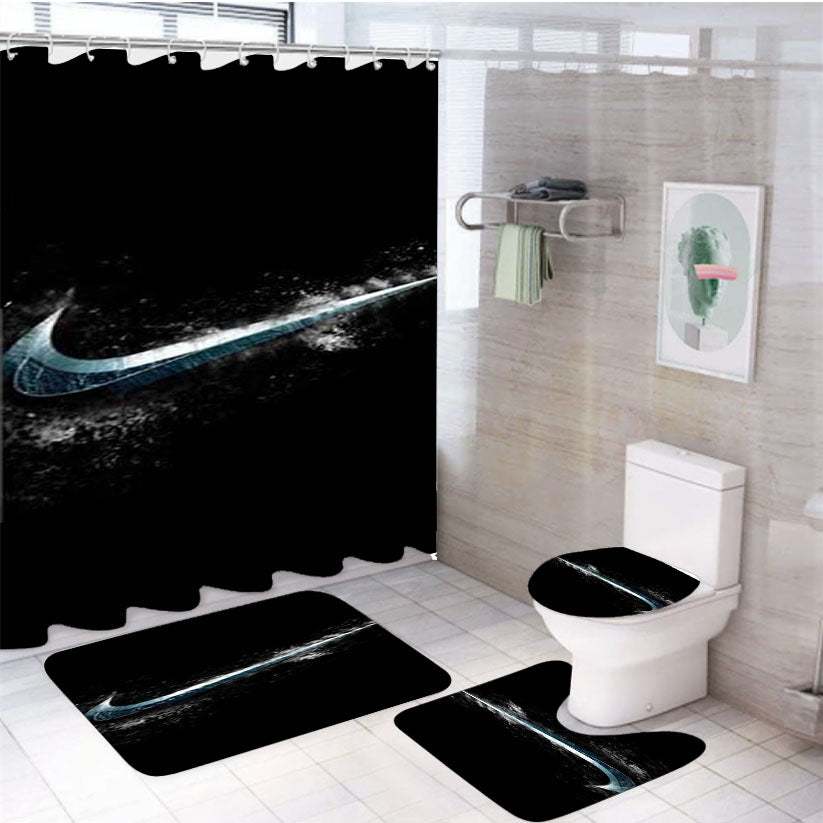 Nike Logo Stone 4Pcs Bathroom Set Shower Curtain