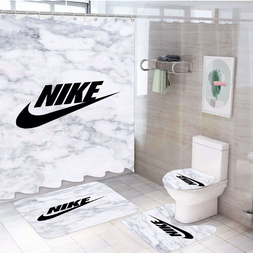 Nike Marble Word 4Pcs Bathroom Set Shower Curtain
