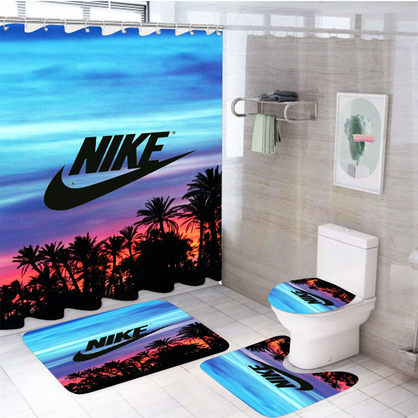 Nike Palm After 4Pcs Bathroom Set Shower Curtain