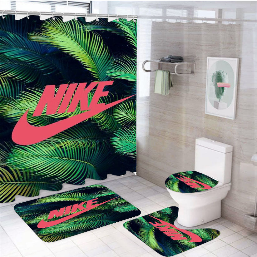 Nike Palm Pink 4Pcs Bathroom Set Shower Curtain