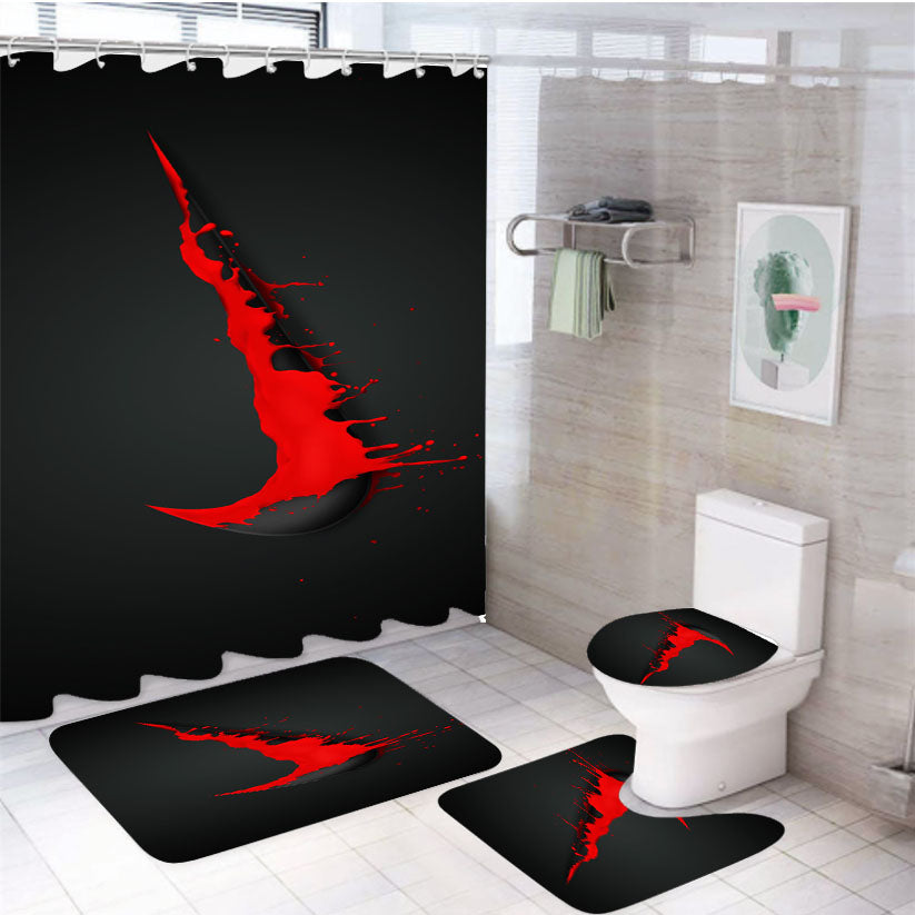 Nike Red Splash 4Pcs Bathroom Set Shower Curtain