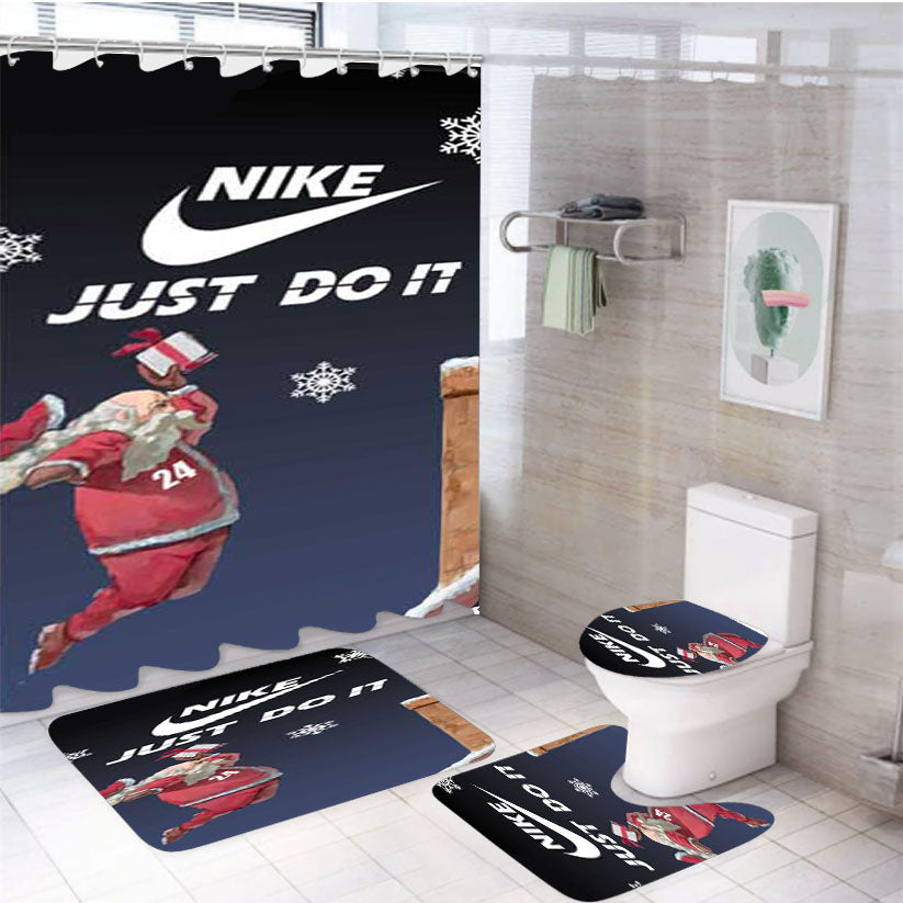 Nike Santa Dunk 4Pcs Bathroom Set Shower Curtain