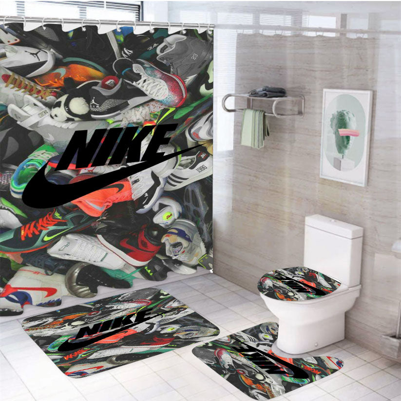 Nike Shoes Collage 4Pcs Bathroom Set Shower Curtain