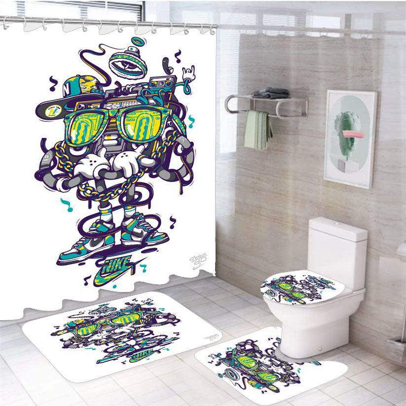 Nike Tape Stay Cool 4Pcs Bathroom Set Shower Curtain