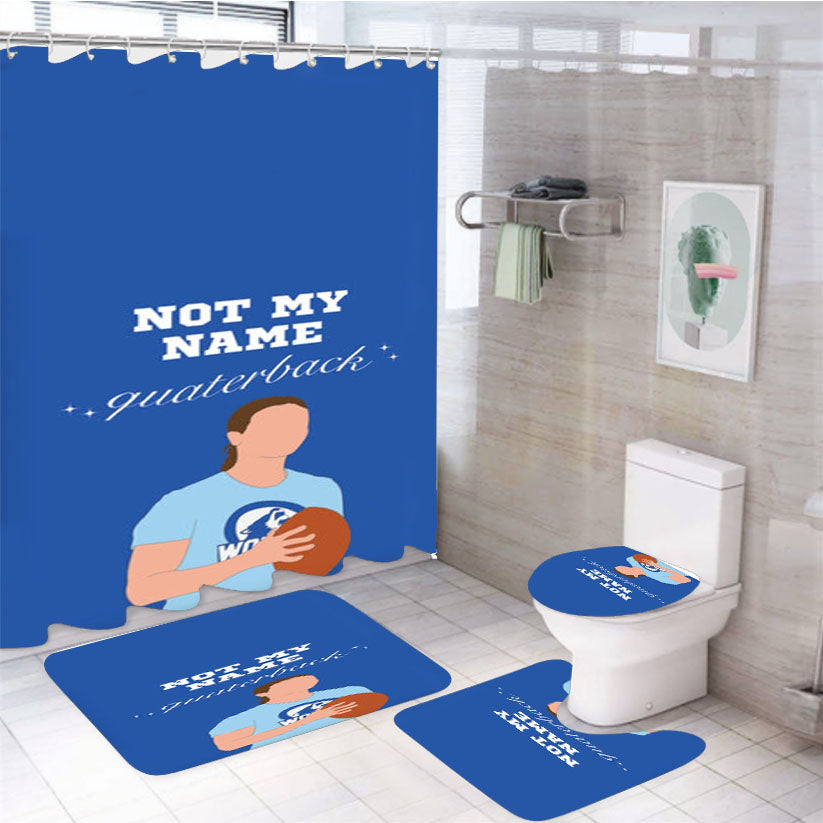 Not My Name Quaterback 4Pcs Bathroom Set Shower Curtain